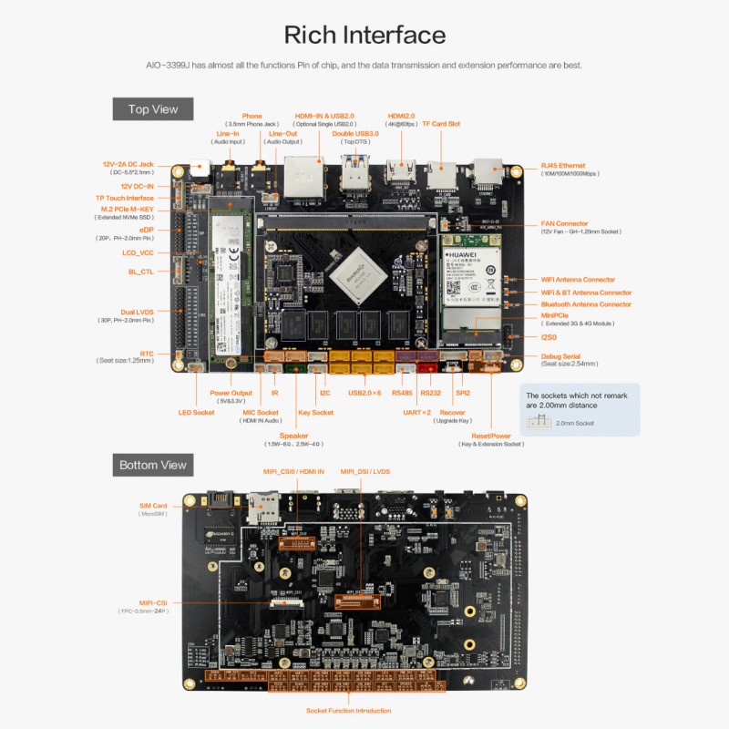 AIO-3399J Six-Core 64-Bit Industrial ARM Motherboard