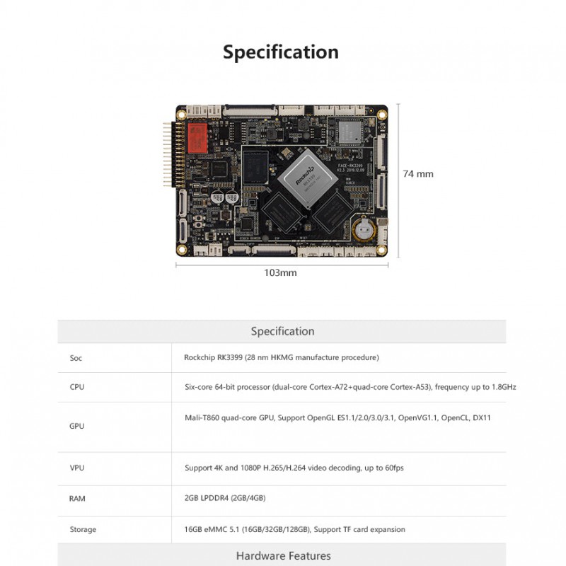 Face-RK3399 Face Recognition Motherboard